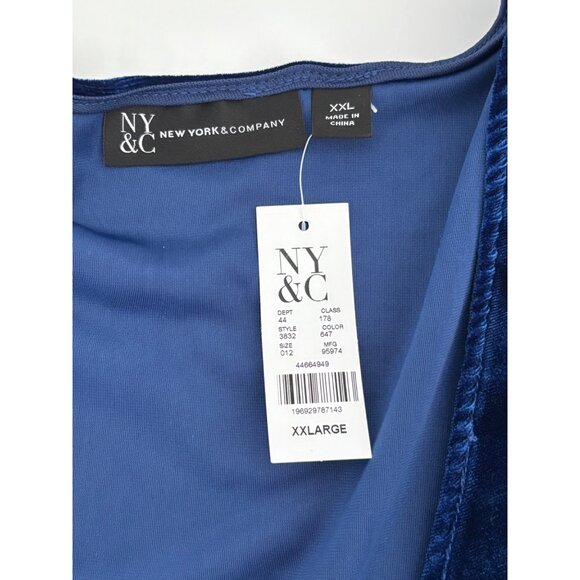 New York & Company Top XXL NWT Velvet Wrap Bishop Sleeve Tie Waist Quiet Luxury - Picture 5 of 11